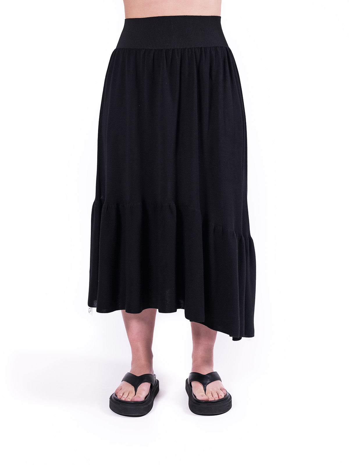 Asymmetrical Skirt with Ruffles on the Bottom