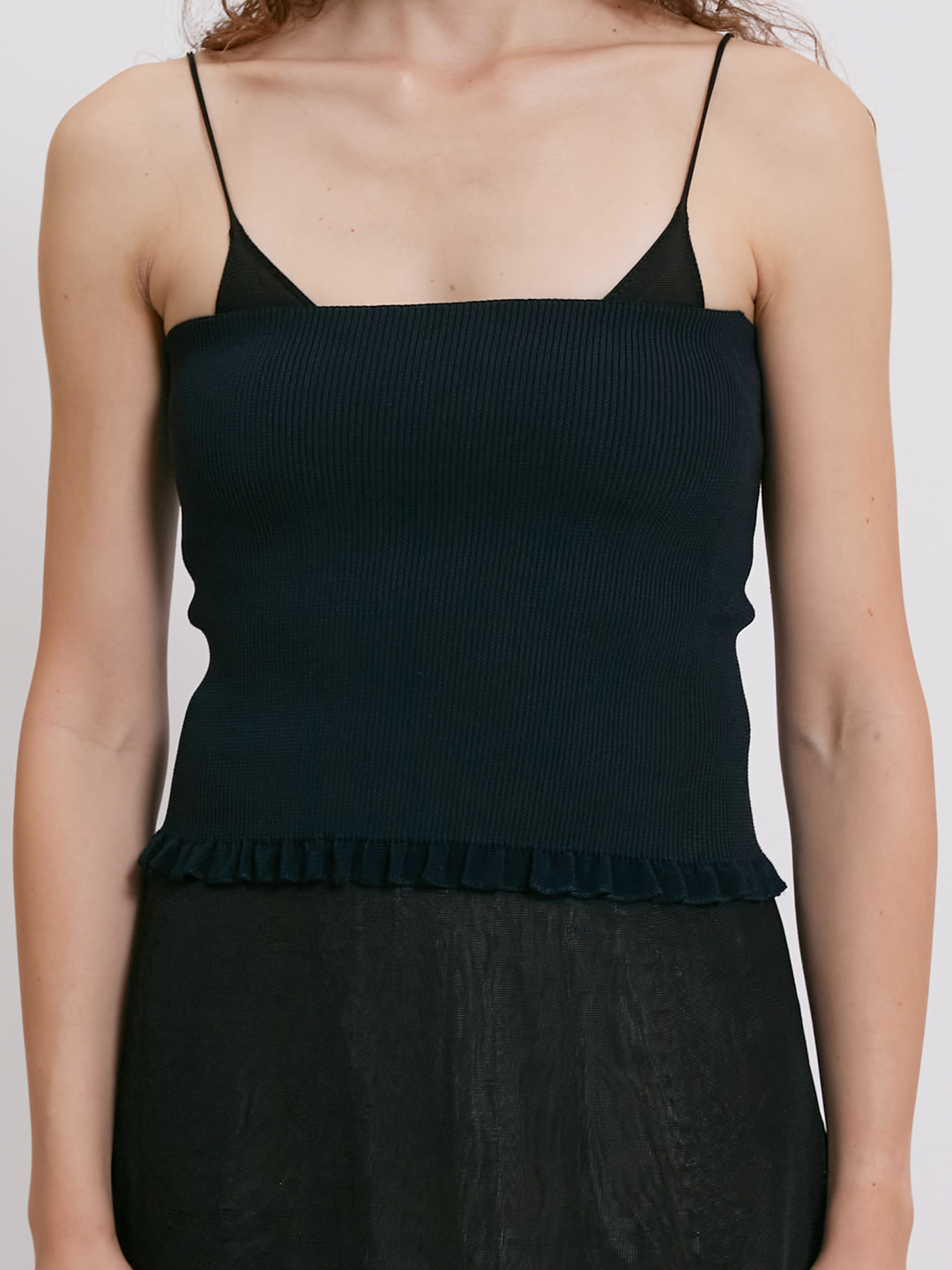 Stretchy bandeau top with mini ruffle