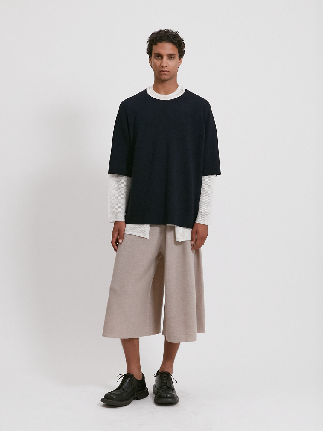 Light wool wide leg pants