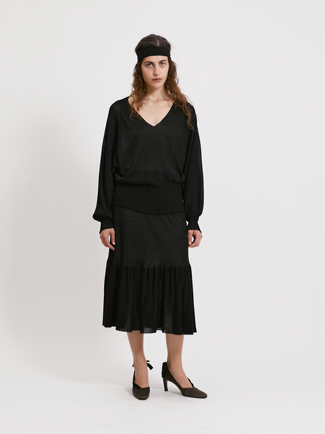 Viscose ruffle skirt