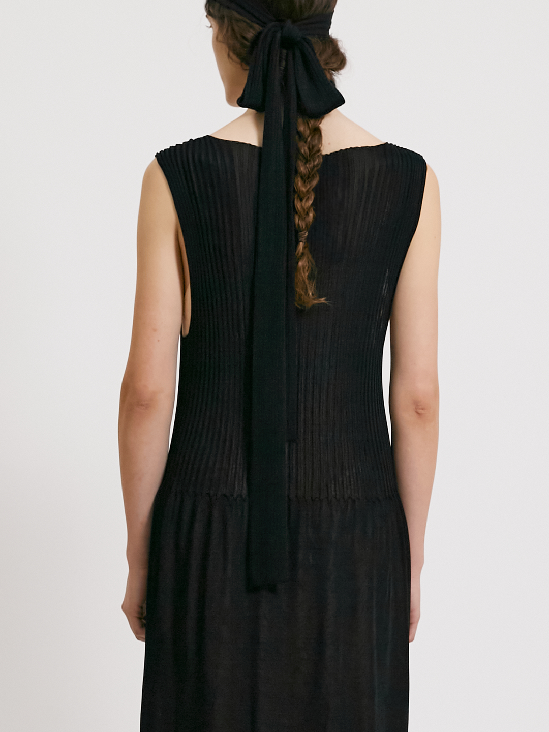 Viscose cami dress with ribbed top and side slit
