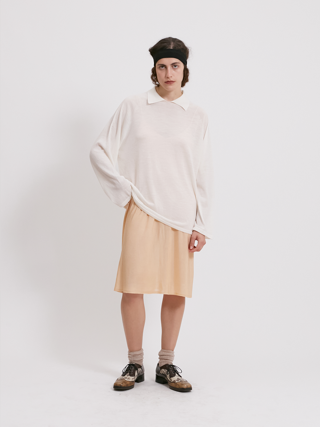 Long sleeves polo shirt in super light weight wool