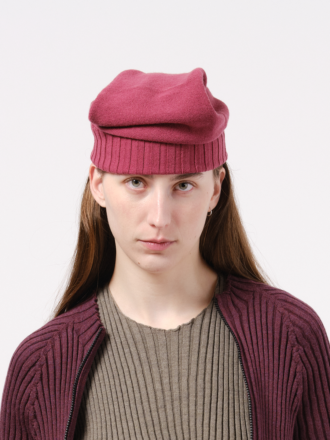 Ribbed geometric beanie